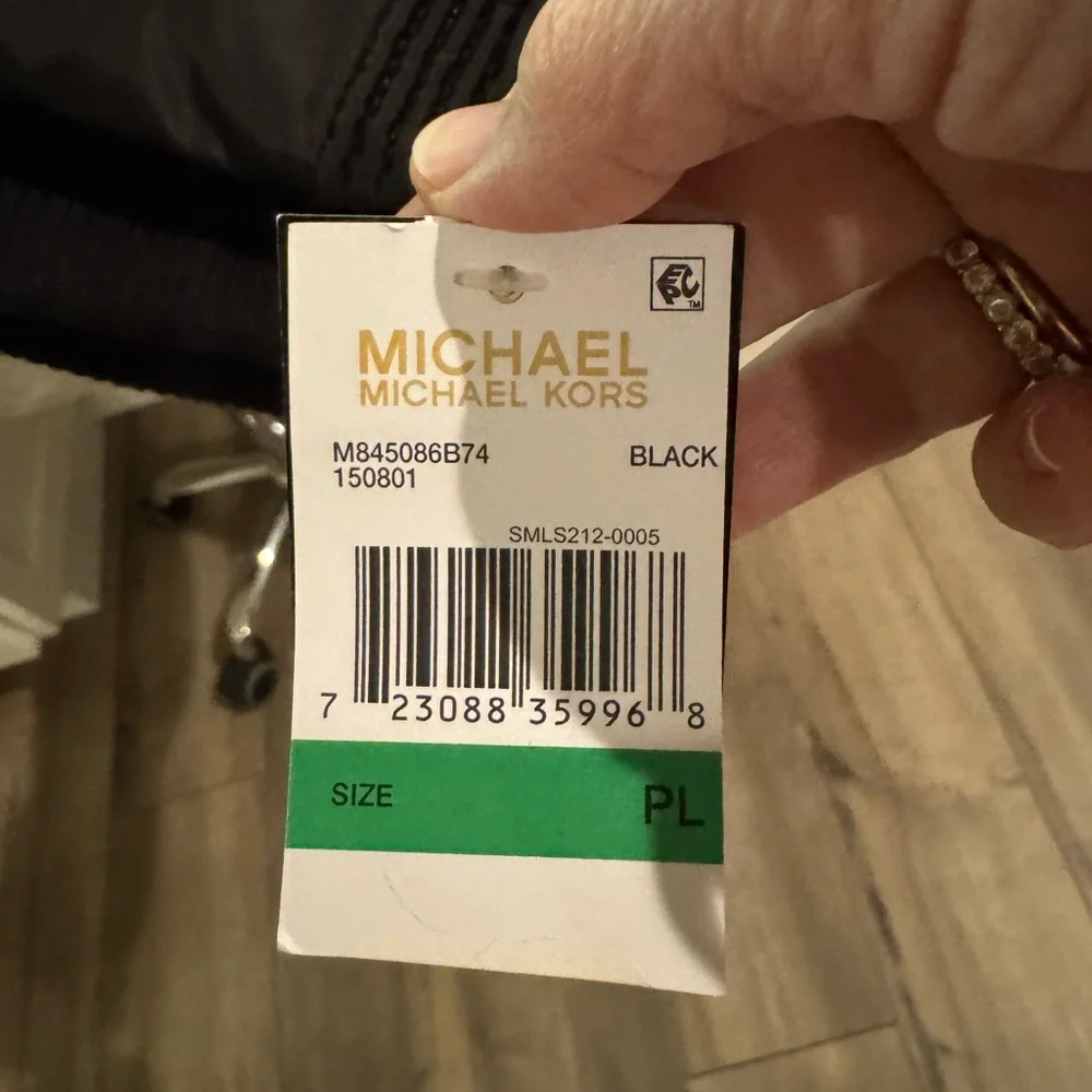 MICHAEL Michael Kors Black Puffer Jacket with Faux Fur Hood - Picture 5 of 5